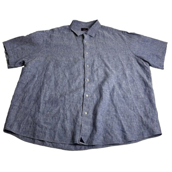 Untuckit Shirt Men XXXL Blue 100% Linen Button Up Dress Collar Plain Flowy Adult - Picture 2 of 11